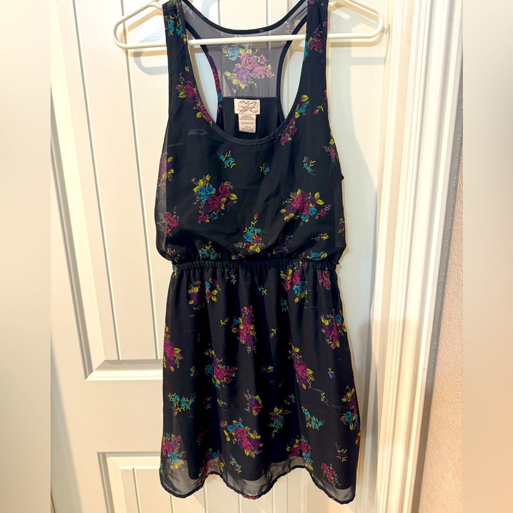 Floral Black Sleeveless Dress